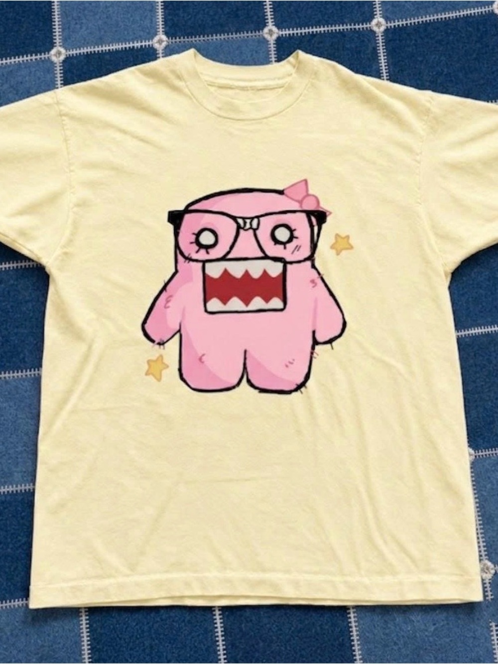 Cream Tee with Pink Character Graphic